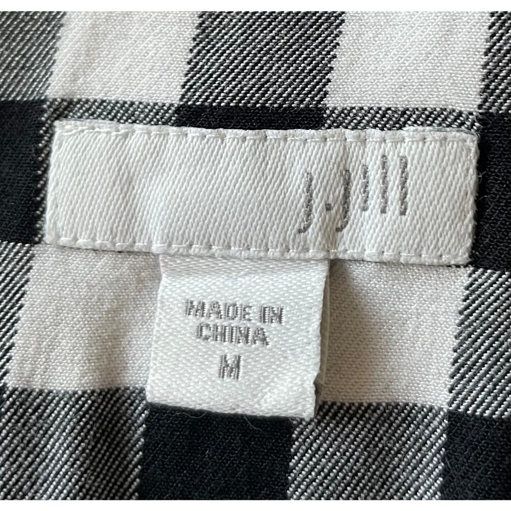 J. Jill Gingham Plaid Tunic Dress Pockets Sz M Black White Cottagecore Preppy - Picture 4 of 11